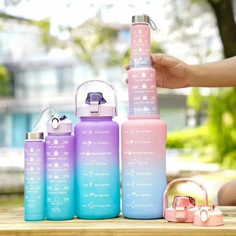 3pcs HydroGlow Motivational Water Bottle