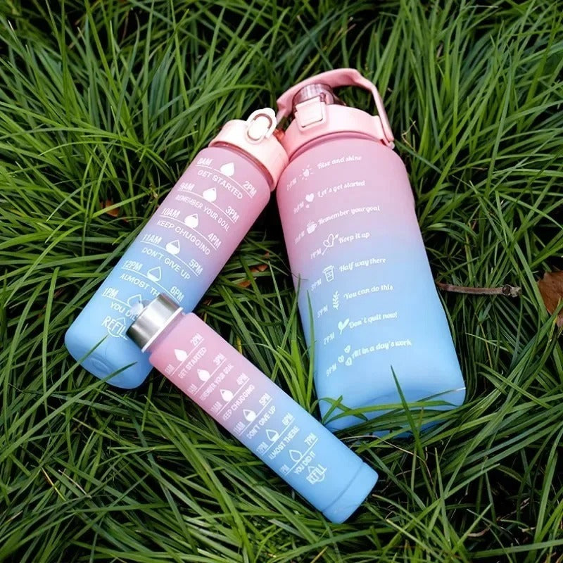 3pcs HydroGlow Motivational Water Bottle