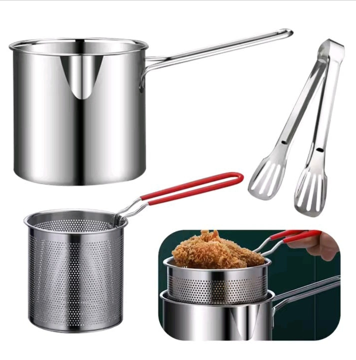 Stainless Steel Noodle Cooking Pot Set with Strainer Basket and Tongs