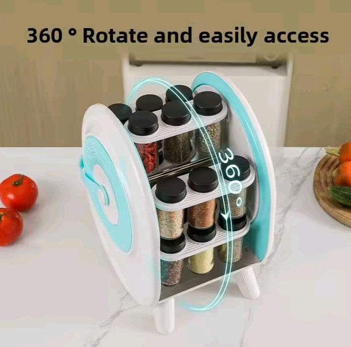 360 Degree Rotating Seasoning Rack- Space Saving Kitchen Organizer