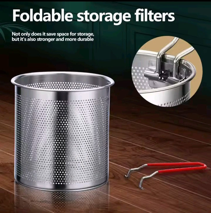 Stainless Steel Noodle Cooking Pot Set with Strainer Basket and Tongs