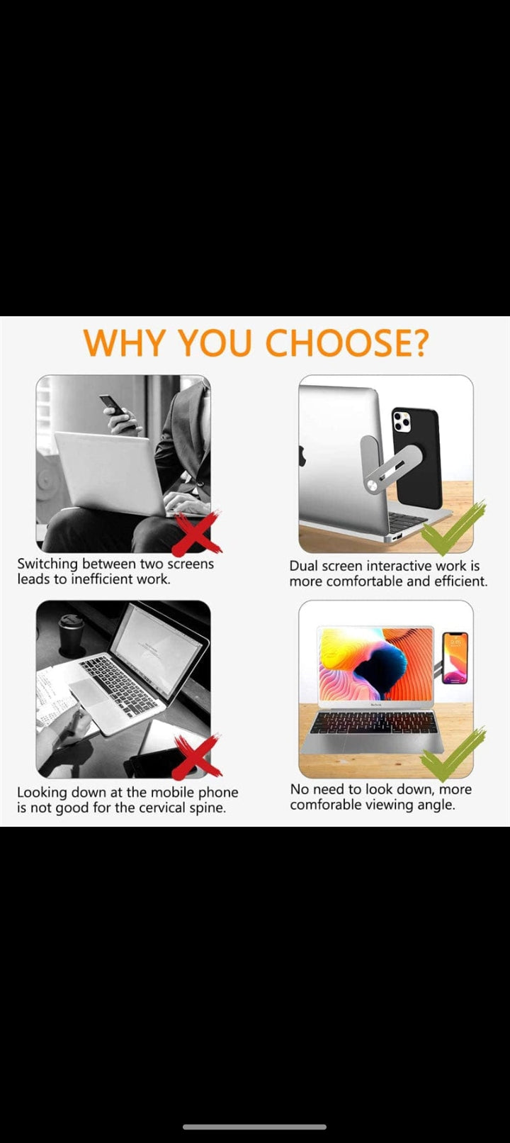 Magnetic Foldable laptop side phone holder