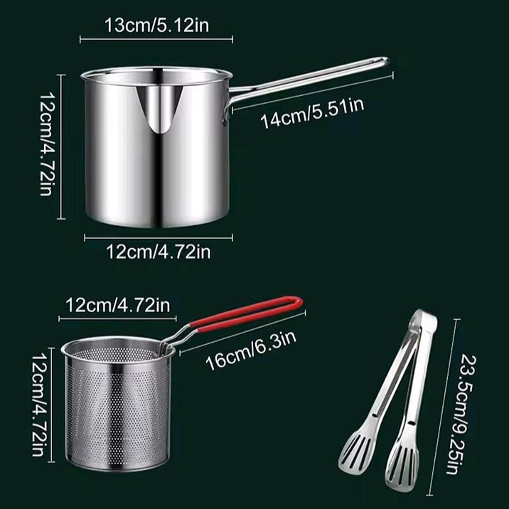 Stainless Steel Noodle Cooking Pot Set with Strainer Basket and Tongs