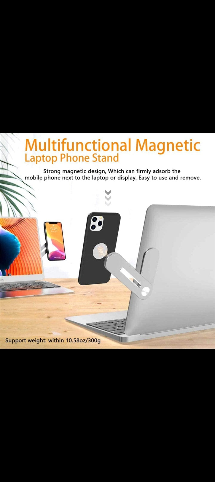 Magnetic Foldable laptop side phone holder